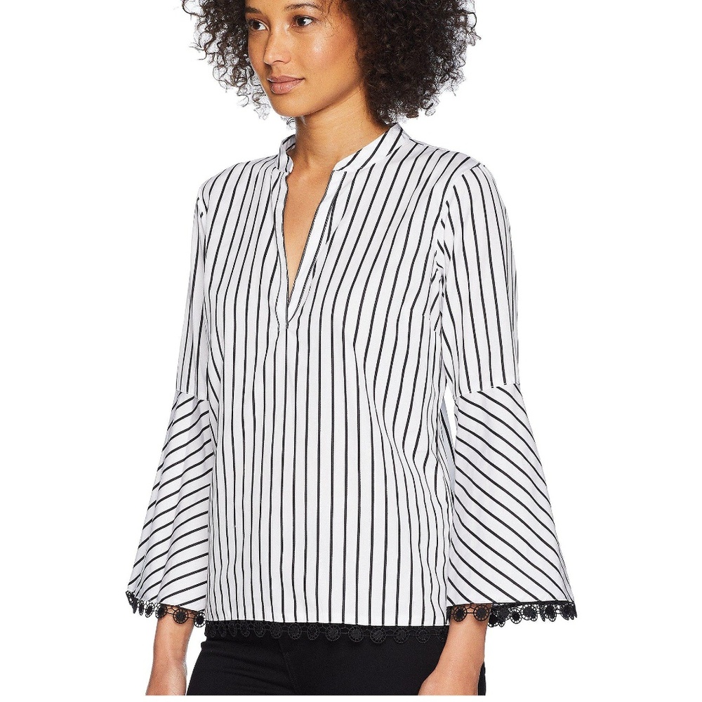 Ralph Lauren Women Striped Bell Sleeve Top Blouse - Picture 1 of 7